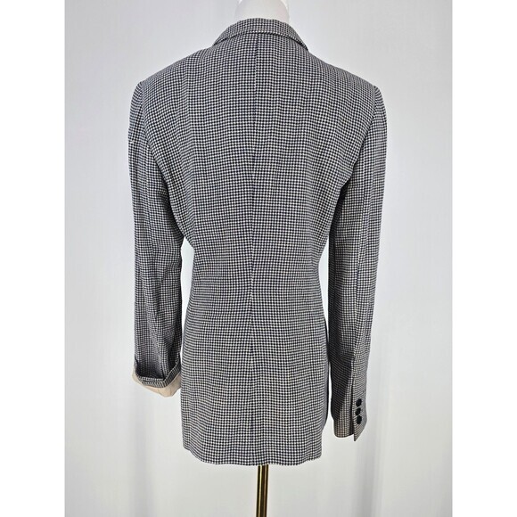 Vintage ARMANI COLLEZIONI Houndstooth Blazer Sz 6 Made In Italy Black & Tan - Picture 2 of 9
